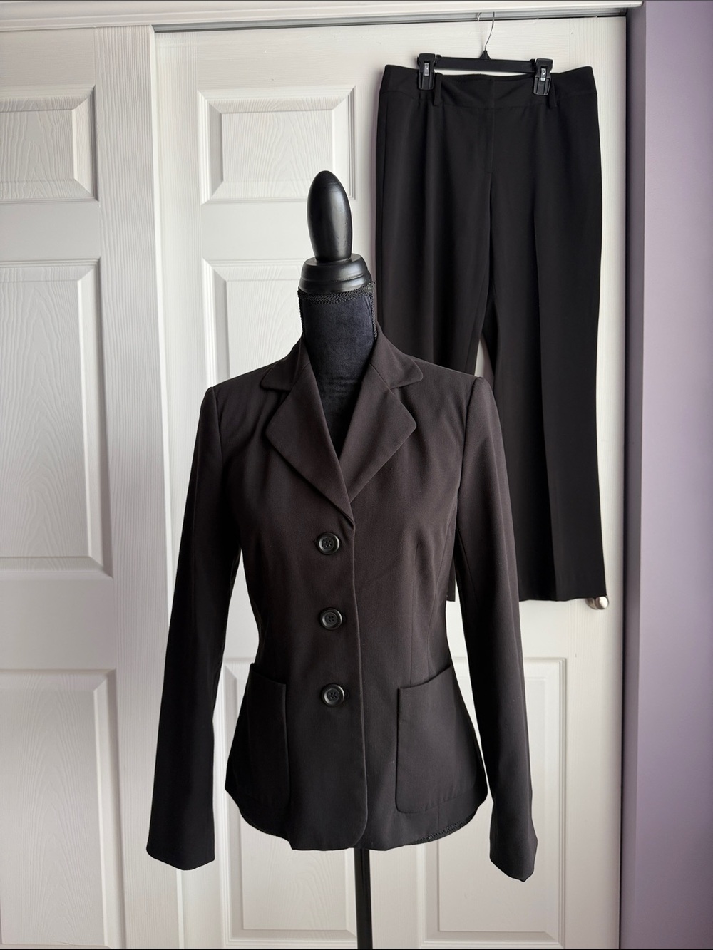 Alfani Women's Suit: Black Single-Breasted Blazer + Slacks